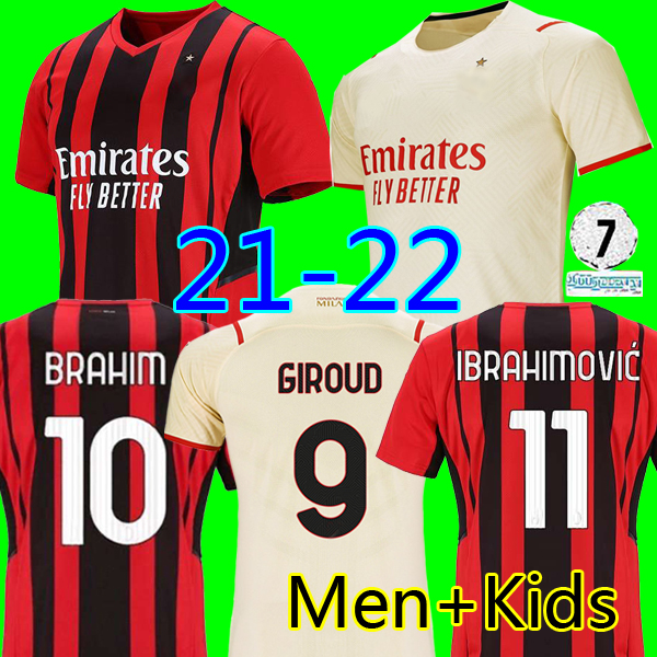

Thailand 21 22 AC milan away Soccer jersey GIROUD IBRAHIMOVIC 2021 2022 TONALI Mandzukic KJÆR Kessie theo brahim Men kids sets Top football Kit shirt uniforms, Kids home