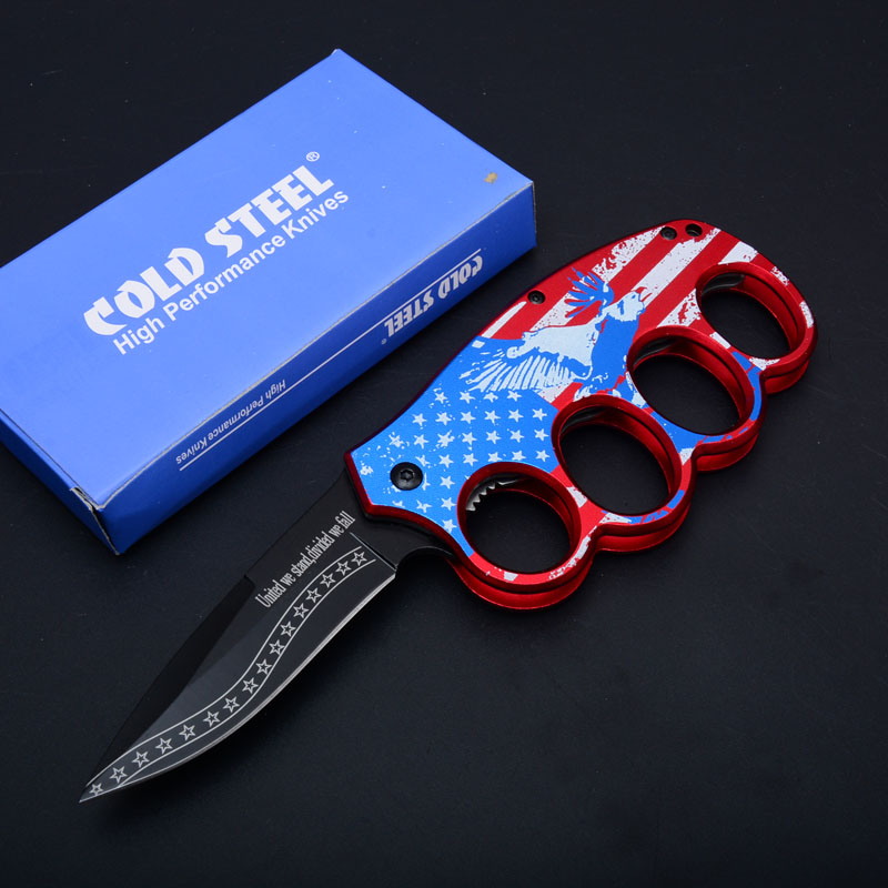 

Hot Cold steel 219 220 Knuckle Duster pocket knife folding blade 7CR17Mov Blade Aluminum Handle hunting tactical camping knife knives 221