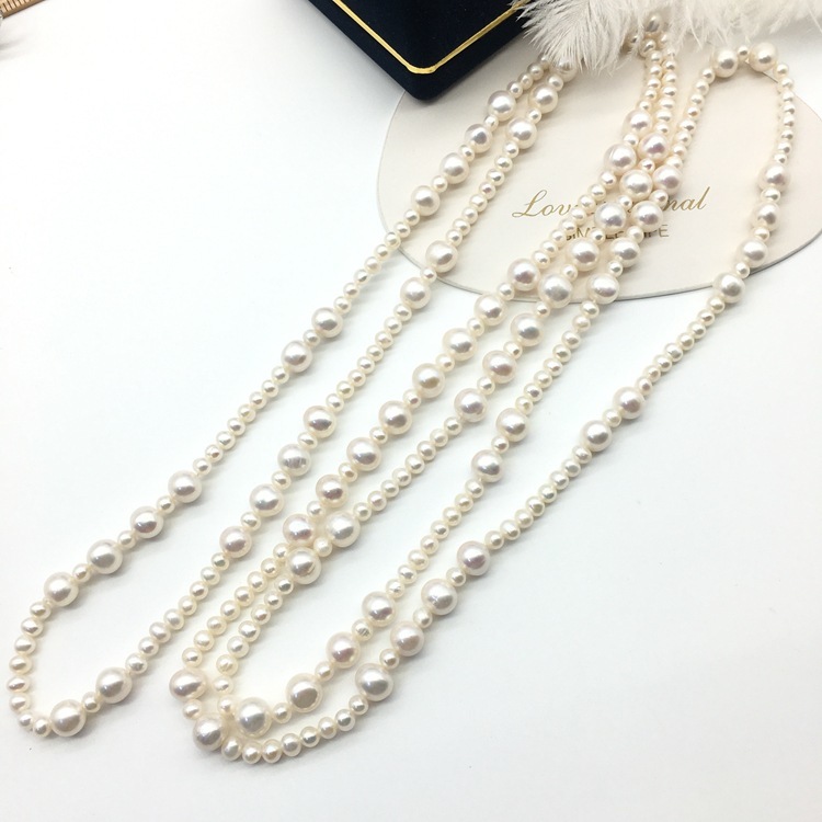 

70% OFF Luxury Jewelry Net red blogger pushes pure pearl sweater chain, White