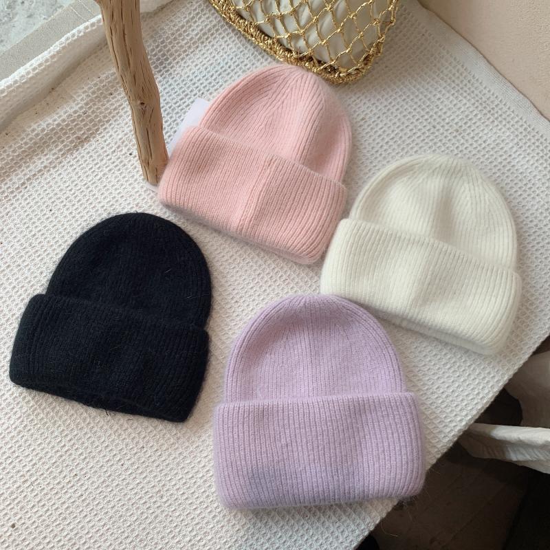 

Beanie/Skull Caps 6 Colors Unisex Solid Color Real Fur Beanies Winter Hat For Woman Autumn Warm Cap Skullies Gift, Blue;gray
