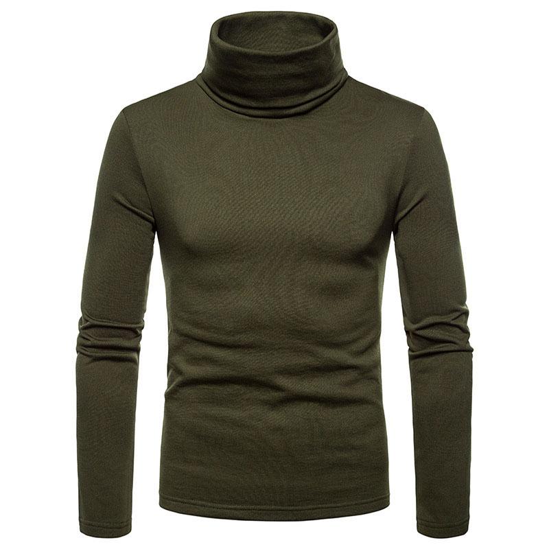 

Men's Sweaters Winter Fashion Warm Men Sweater Turtleneck Solid Color Casual Slim Fit Brand Knitted Pullover PlusSize 501430, Green