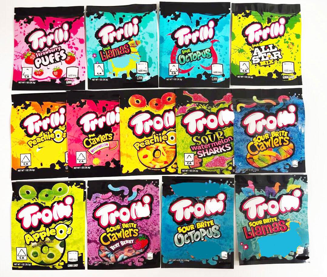 

candy gummy mylar bag trolli trrlli Errlli edibles Gummies packaging bags resealable zipper pouch 600mg