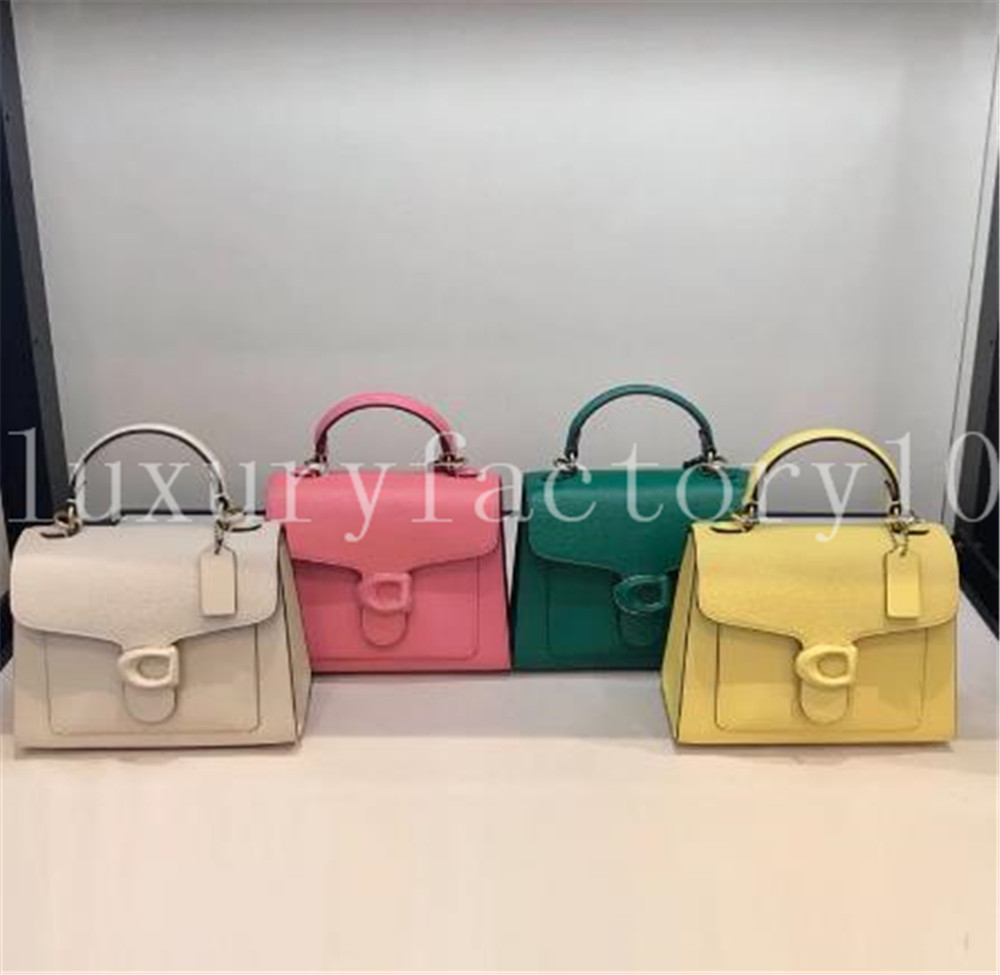 

Newest Genuine Bags Leather Metal C Buckle Tabby Handbag Candy Color Wine God Shoulder Bag Retro Commuter Crossbody, Yellow