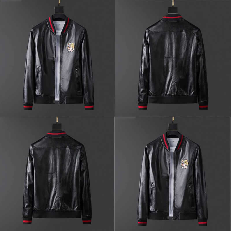 

Mens Jacket embroidery tiger head imitation leather jacket hip-hop casual jacket high quality men's fashion luxury gym clothes M-3XL