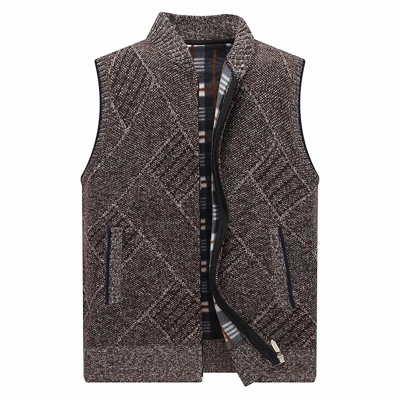 Men's Cardigan Solid Color Stylish Sleeveless Sweater Cardigans Turtleneck Winter Light gray Dark Gray Brown c2RY#