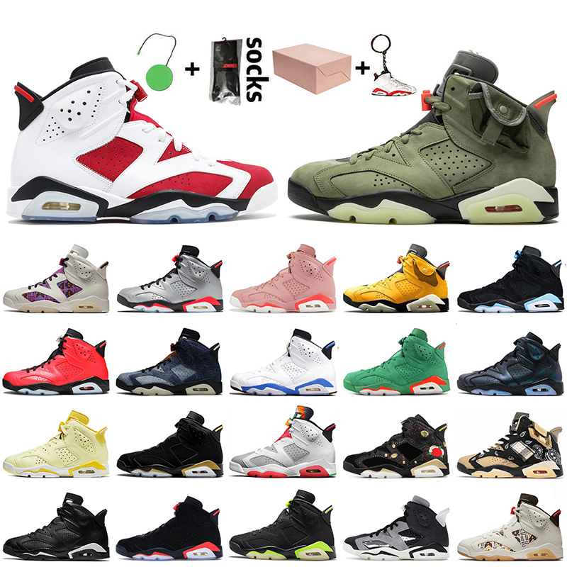 

2021 Carmine Travis Jumpman 6 6s Mens Basketball Shoes Cactus Jack Tech Chrome Electric Green Gatorade Jordan Trainers Sneakers Tinker Hatfield Hare Infrared, A3 travis yellow cactus jack 40-47