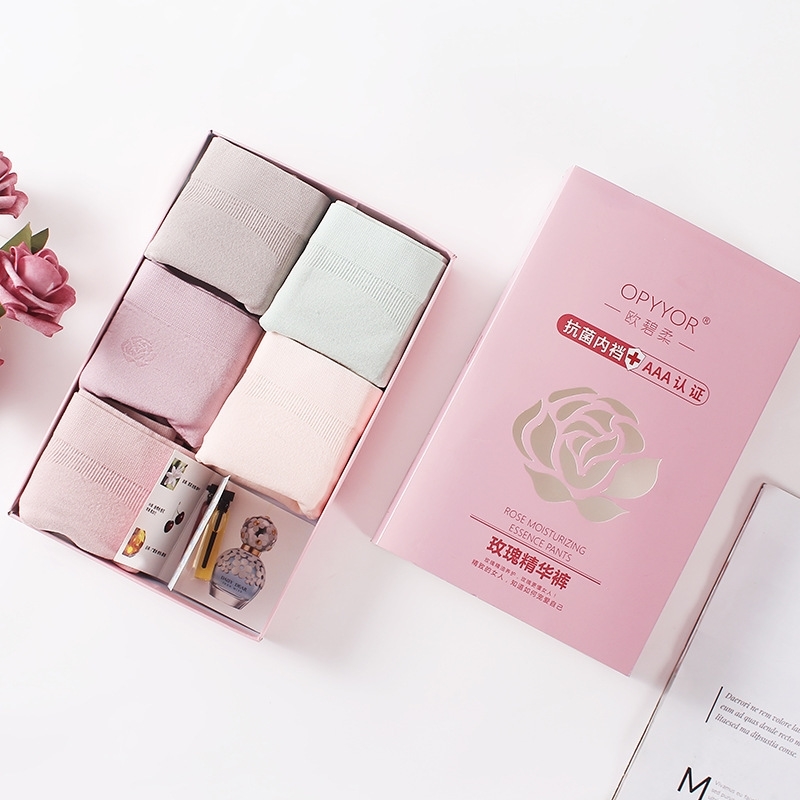 

Perfume, trousers, rose essence, graphene, wetting and anti-bacterial underpants, bare oxygen seamless middle waist women's briefs., Black;white