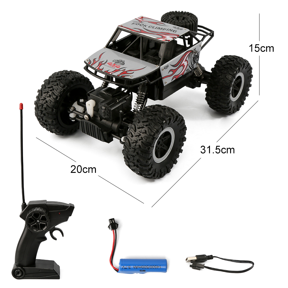 

Radio Control Trucks 4WD 2.4G Buggy Off-Road 4x4 Electric Cars Model Boys Toys Hight Speed RC Car Gift For Kids 2021, Silver 1200mah