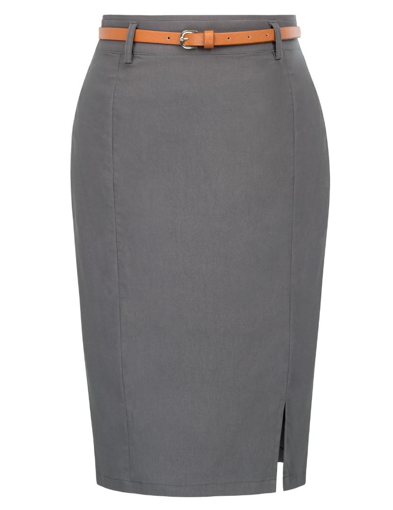 

Skirts Women Elastic Solid Color Front Split Back Zipper Hips-wrapped Pencil Skirt, Black
