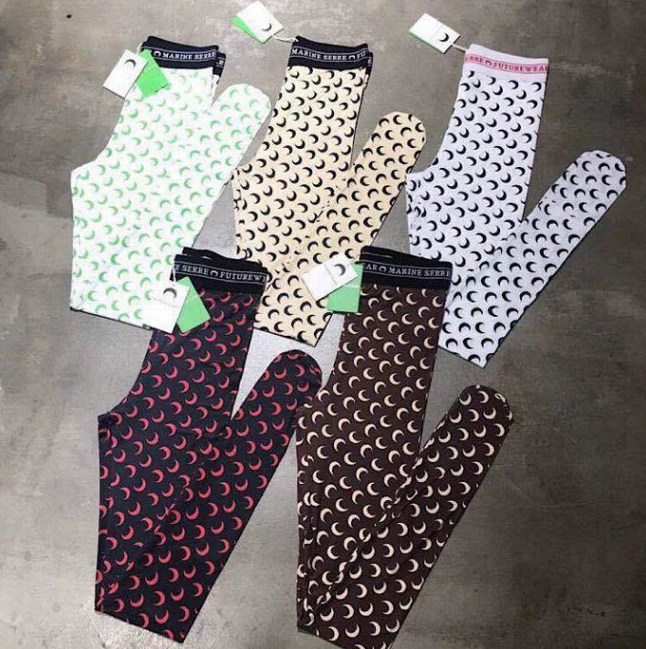 

20SS Loog Sleeve Marine Serre Bottoming T Shirt Women High Quality Overlapping Half moon Yoga Leggings Pants Tight Top Tees Girl t-shirt, White;black