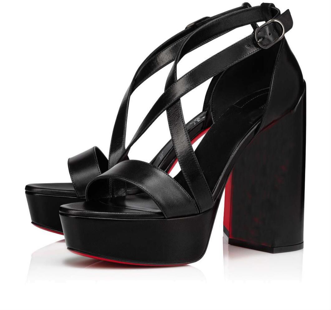 

Luxurious Brands Choca Strappy Dress Women's Sandals Shoe Patent Leather Platform Pumps Ankle Strap Lady High Heels Black Nude Bridal Wedding EU35-43BOX
