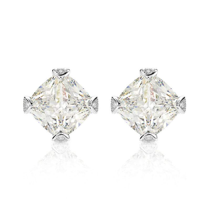 

Stud Classic 100% 925 Silver Ear Studs Earrings Simulate Moissanite Gemstone Wedding Engagement Fine Jewelry Gifts Wholesale, Golden;silver