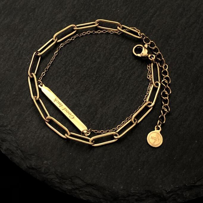 

Link, Chain Stainless Steel Bracelet Golden Multi-layer