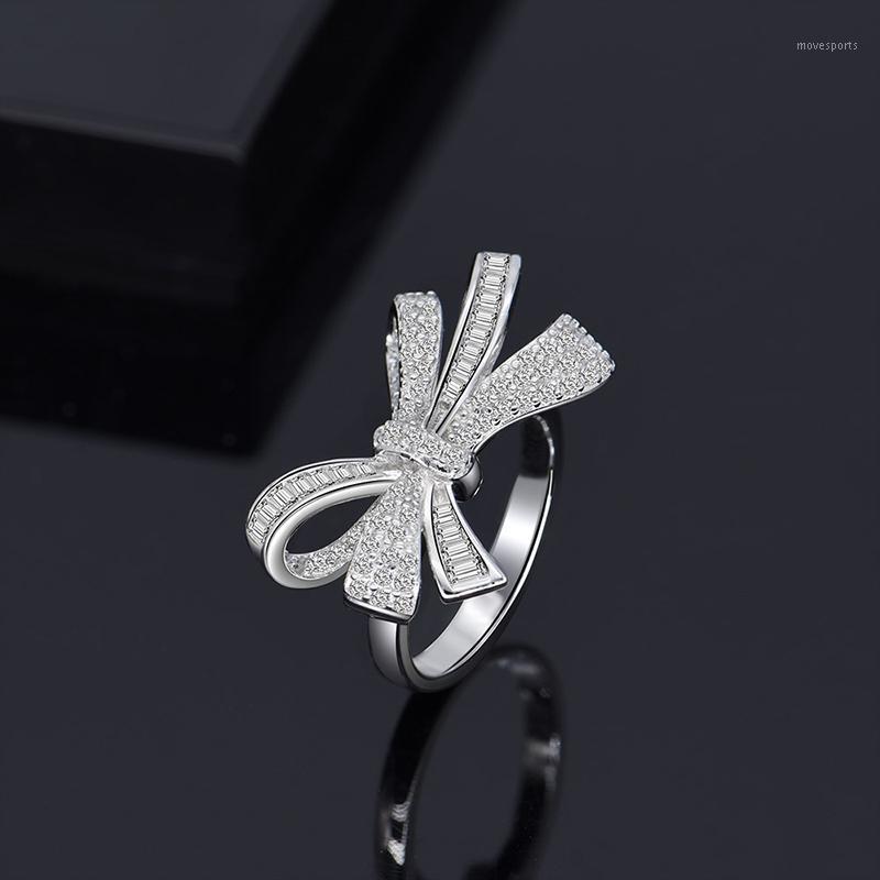 

Cluster Rings ANZIW Fashion 925 Sterling Silver Bow Tie Wedding Engagement Bridal Knot For Women Party Lover Jewelry Gifts1