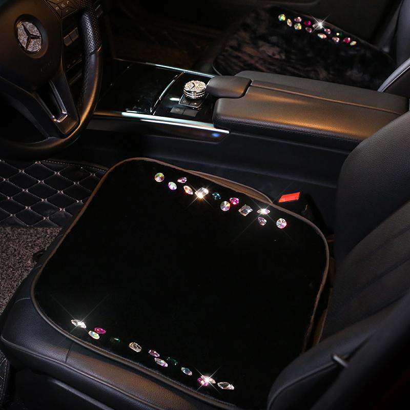 

Seat Cushions Colorful Rhinestones Plush Car Covers Protector Driver Pad Styling Diamond Velvet Cushion Auto Accessories