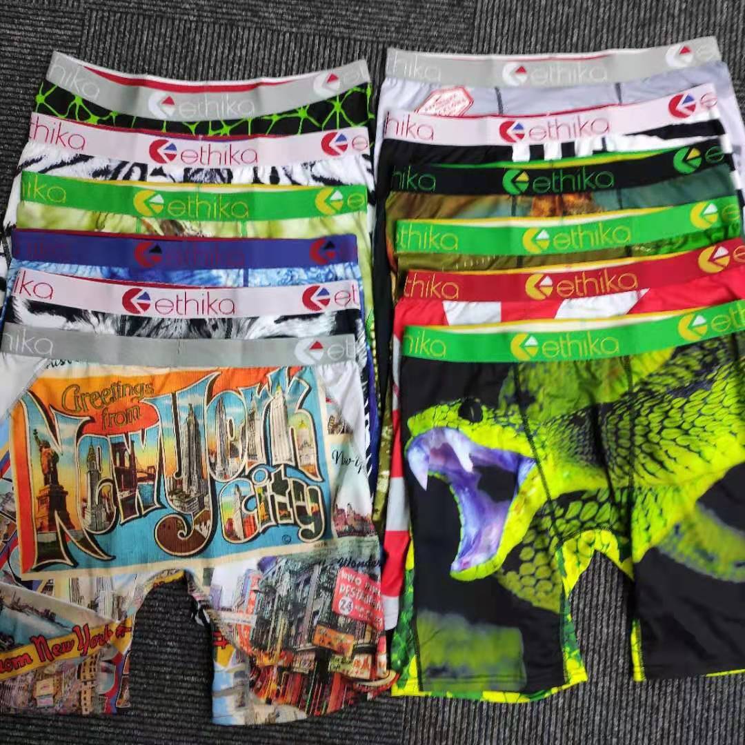 22 Éthika respirant sous-vêtements doux hommes Boxers Breft Lettre Sous-vêtements pour hommes Sexy Sexy Male Shorts Boxer Pantalon de plage rapid