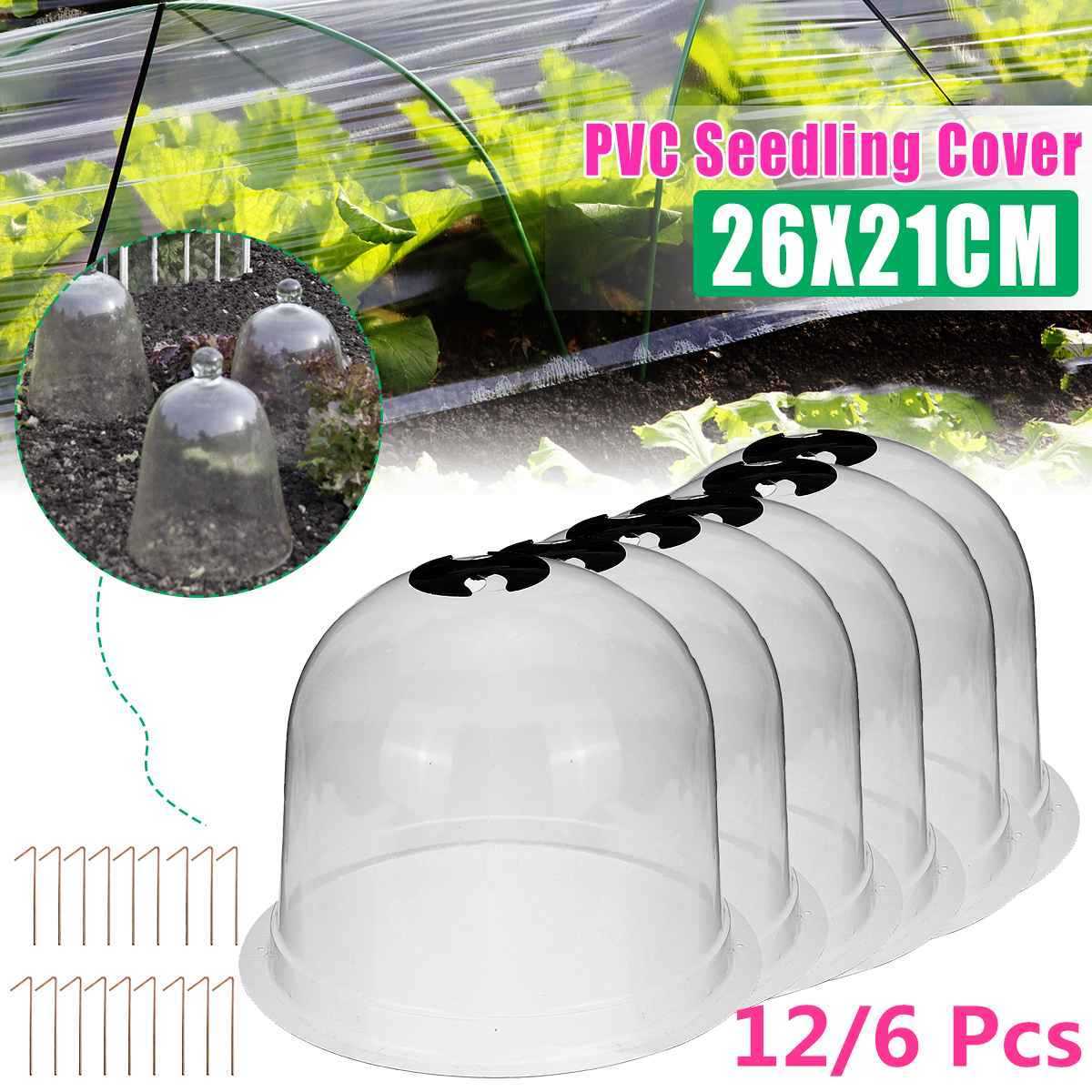 

12/6pcs 10" Reusable Plastic Greenhouse Garden Cloche Dome Plant Covers Frost Guard Freeze Protection 210615