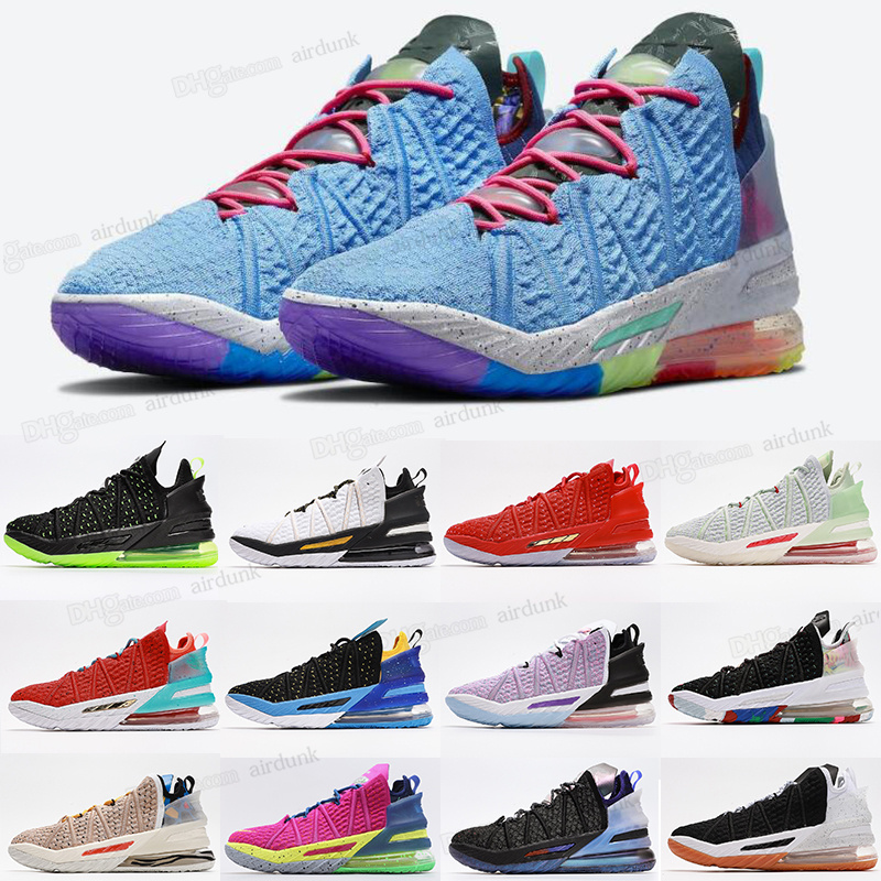 

2021 Hot Kids Men Lebrons 18 XVIII Bron 2k basketball Shoes LBJ Monstars Navy Heather Black-Multi-Color Mr. Swackhammer Promise sales james 18s Mens sport sneakers 40-46, I need look other product