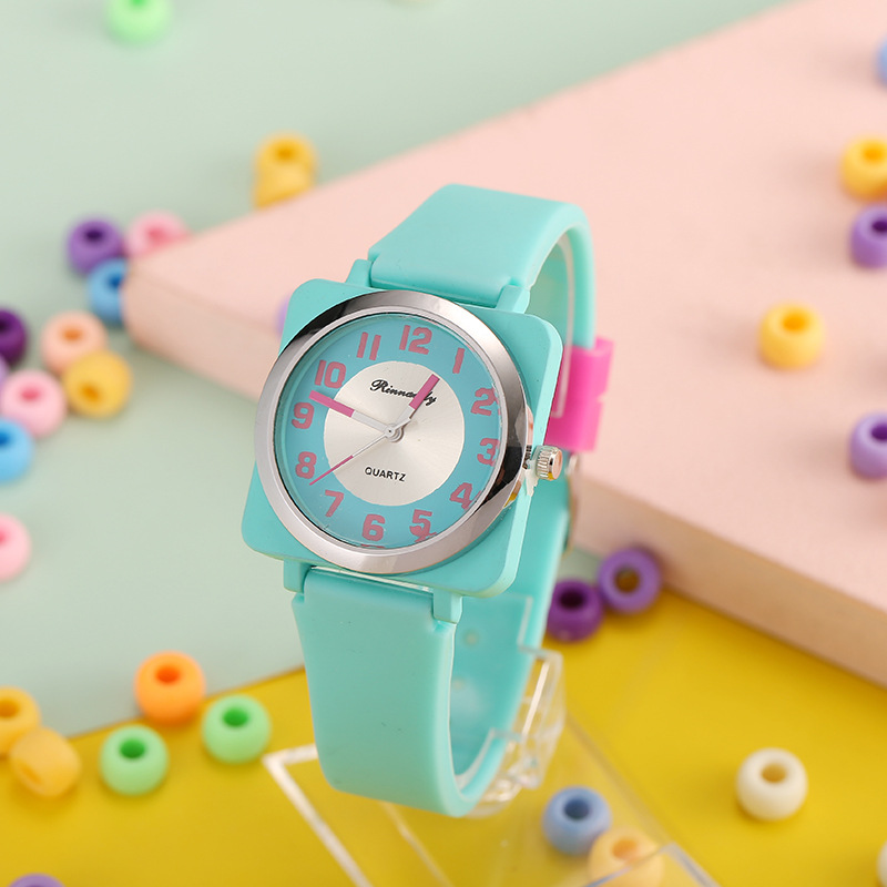 

Cute Classic Candy Square Disign Watches Kids Wristwatch Cartoon Silicone Quartz Clock Colorful Gift Children Student Sports Hour for Girls reloj montre, Leave a message about color
