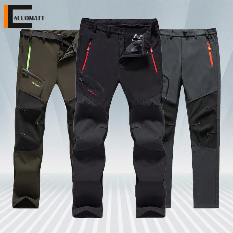 

Men's Pants Autumn Winter Fleece Casual 2021 Outdoor Waterproof Windproof Men Warm Trousers Sports Hiking Cargo, Black