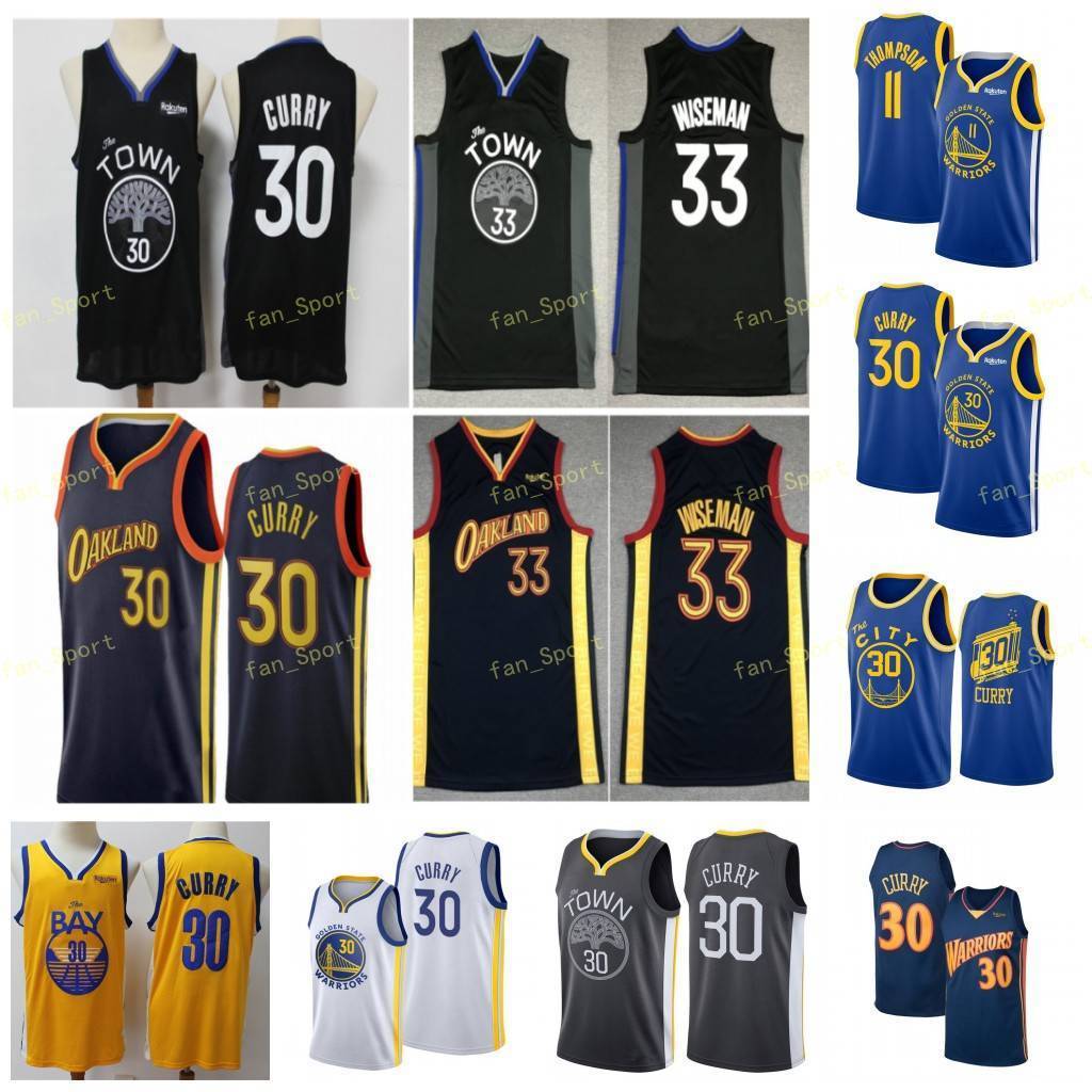 

City Earned Edition Stephen 30 Curry Basketball Jerseys Klay 11 Thompson James 33 Wiseman Men Stitched Size S-3XL, Black