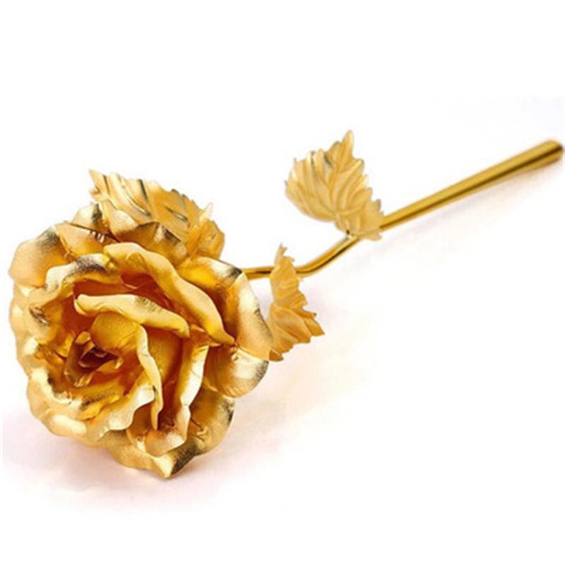 

24K Foil Plated Gold Rose Flower Lasts Forever Love Wedding Decor Lover Creative Mother's/Valentine's Day Gift 8 H1, As show