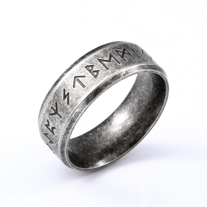 

Stainless steel Odin Norse Viking Amulet Rune MEN Band Ring fashion words Retro Jewelry LR-R133