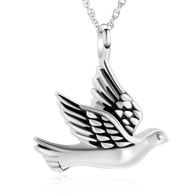 

Chains Cremation Jewelry For Ashes Stainless Steel Peace Dove Urn Keepsake Memorial Ash Holder Pendant Necklace, Silver