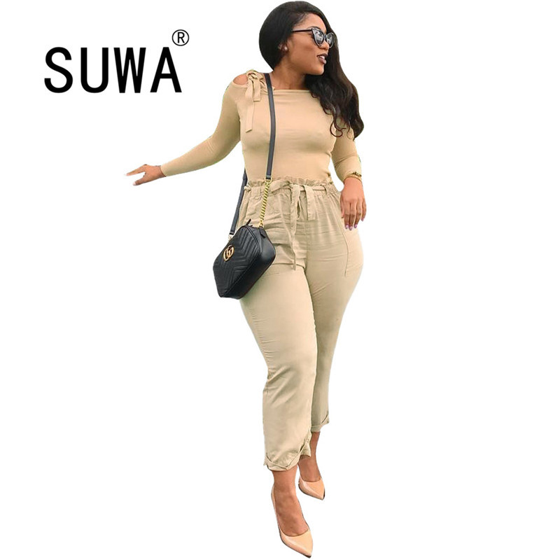 

Vintage Sweater Solid Color Off Shoulder Lace Up Bow Long Sleeve Women Pullover Tunic Slim-fit Office Lady Retro Top Streetwear 210525, Khaki