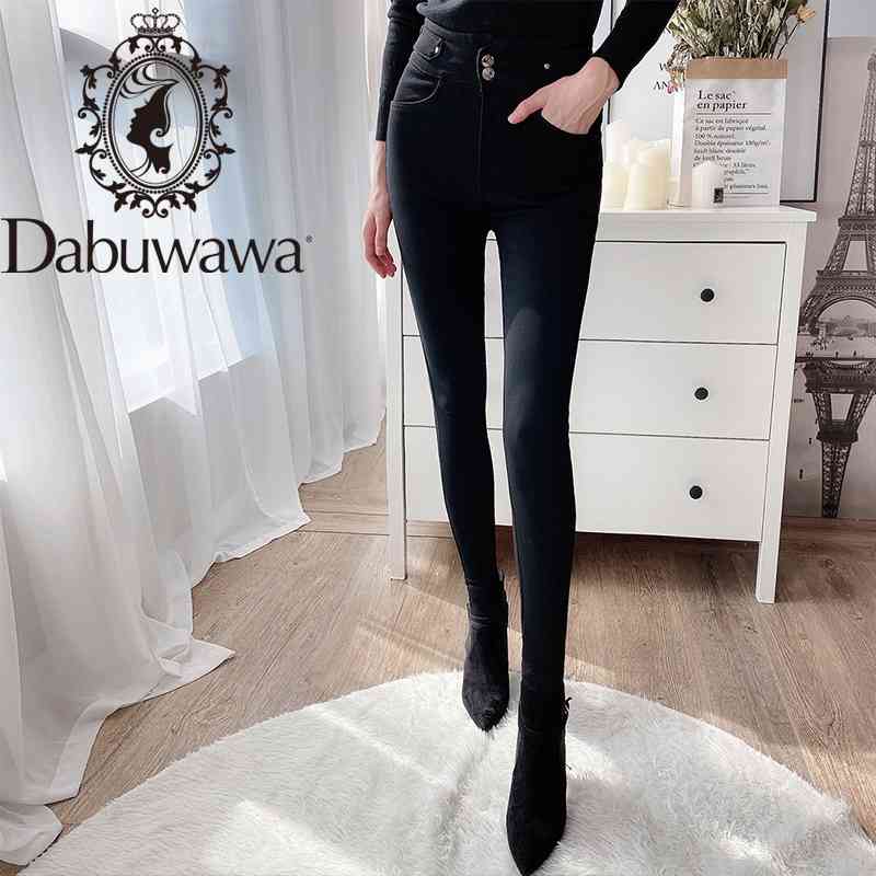 

Dabuwawa Women High Waist Fleece Pencil Pants Winter Female Casual Solid Long Pants Office Lady Work Wear Trousers DT1DLP008 210520, Black