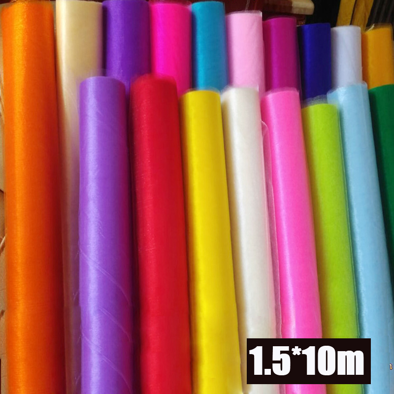 

HAOCHU 150cm * 10m Crysta Organza Tue Ro Fabric Drapes For Wedding Mariage Birthday Baby Shower boda Party Decor pies