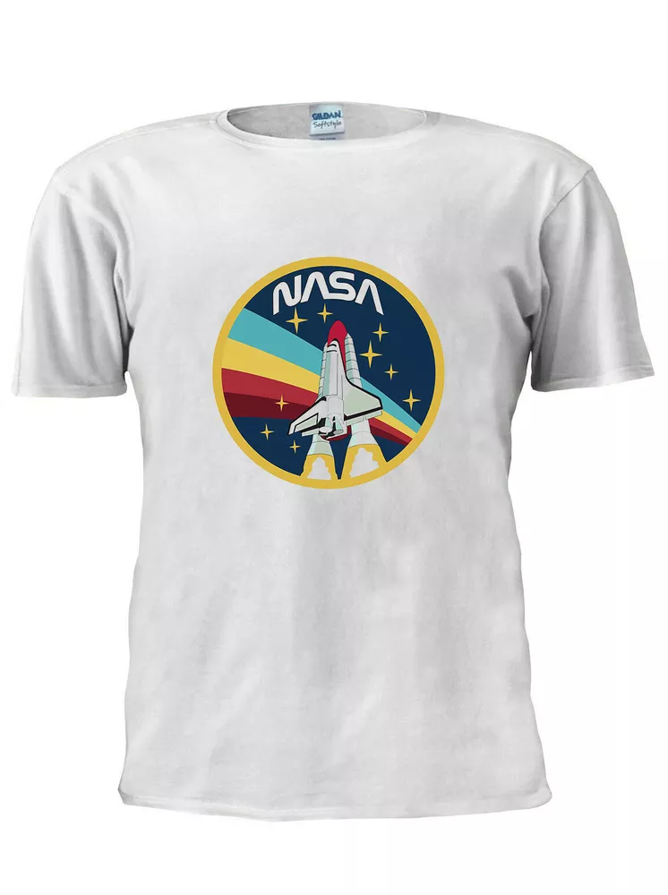 

nasa t shirt centre logo space astronauut geek nerd star men women m655, White;black