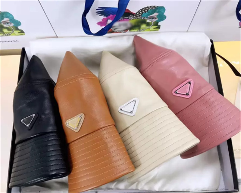 

Fashion brand Bucket Leather Hat Beanies Designer Men Women Outdoor cap Autumn Winter Beanie Casquettes fisherman buckets hats Fashion High Quality 4 Colors, Black