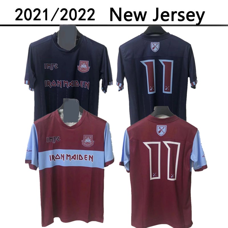 

2021 2022 west iron maiden x lingard soccer jerseys ham retro jersey 21 22 lanzini haller antonio rice 125th anniversary football shirt men, Black;yellow