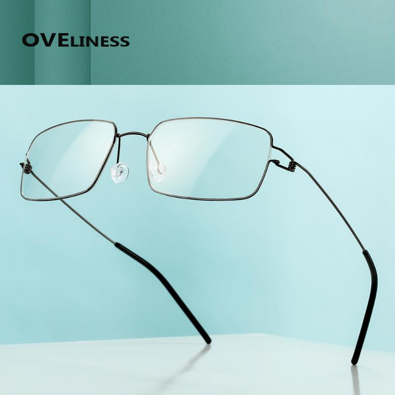

Fashion Sunglasses Frames Eye Glasses Frame Women Men Optical Pure Titanium Eyeglasses Myopia Prescription Ultralight Metal Full Screwless E, Black