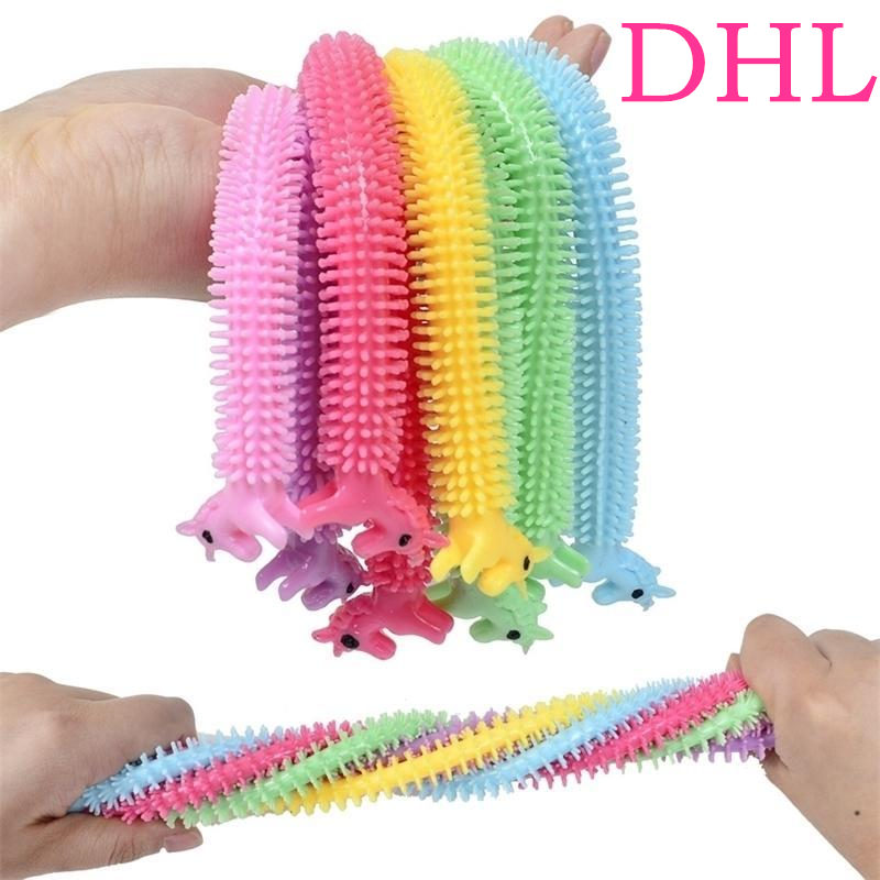 

DHL Rainbow fidget toys Sensory Toy Noodle Rope TPR Stress Reliever Unicorn Malala Le Decompression Pull Ropes Anxiety Relief For Kids Funny