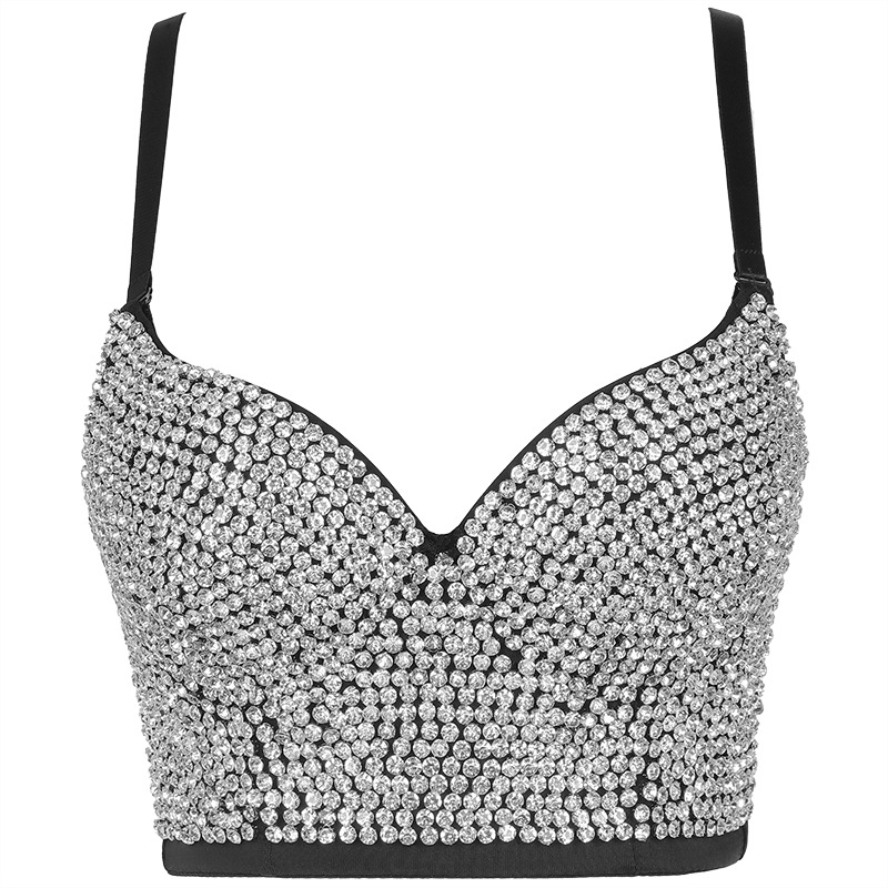 

Camisoles Tanks designer Sexy Girl party wear Pearl Iron chain belt Strap Tube Top Tank Tops bar Bead Rivet Short shirt Blouse Crop Womens bra casual nightclub outfits, Yellow