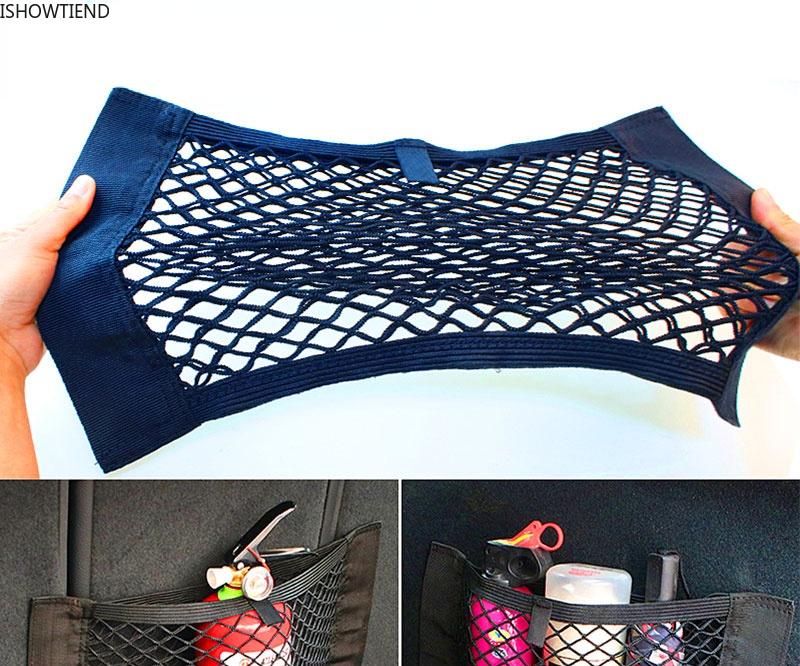 

Car Organizer Back Mesh Seat Elastic Trunk Storage String Net Magic Sticker Universally Bags Pocket Auto Bag Accessories