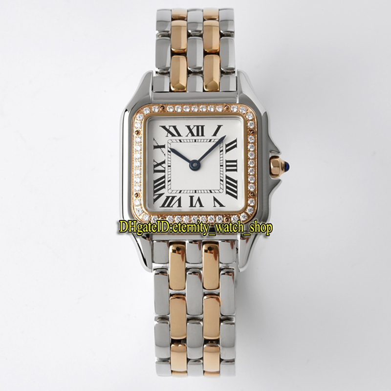 

eternity Ladies Watches BVF Latest version W3PN0007 27MM TH:6MM White Dial Swiss Quartz Movement Womens Watch Diamond Bezel Sapphire Two Tone Rose Gold Silvery Case, Box 1