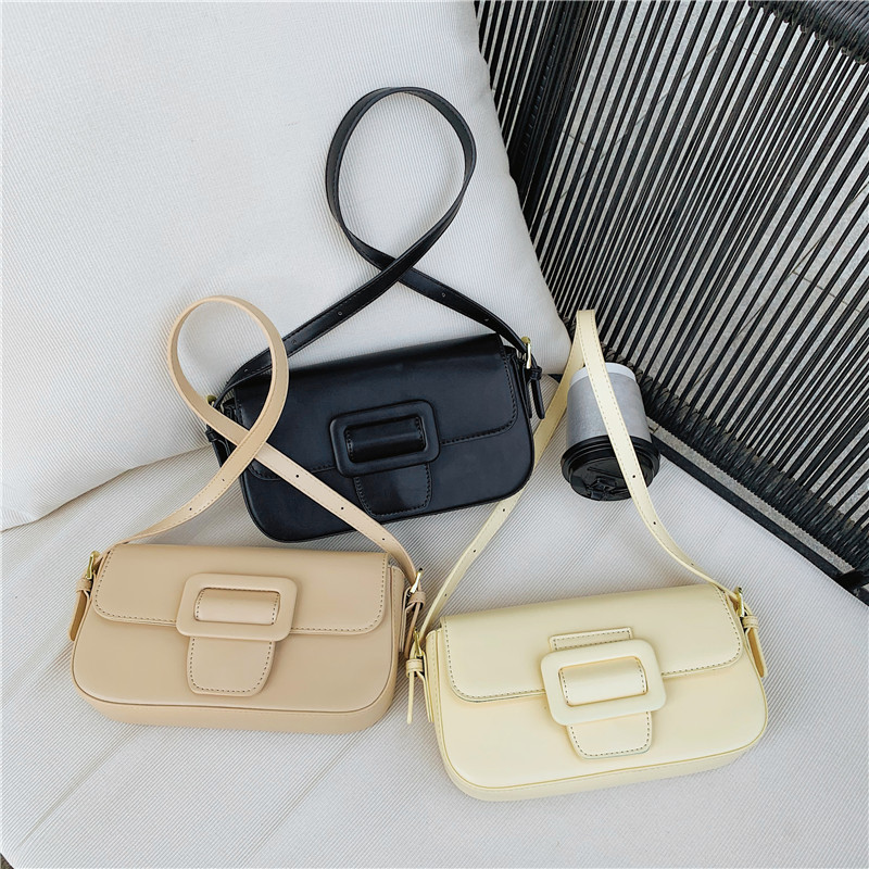 

Small Crossbody Bags Womens Simple Belt Buckle Designers Pu Leather Tends Lady Shoulder Purses and Handbags Female, Black