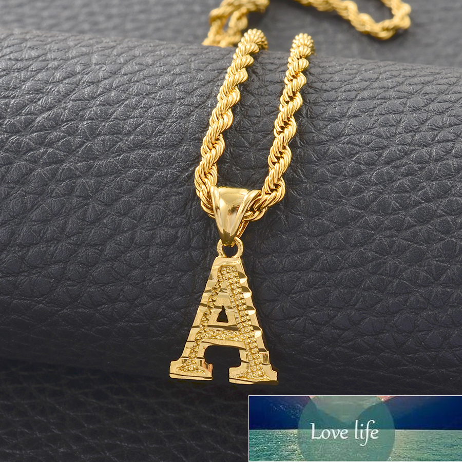 

Anniyo A-Z Letters Necklaces Women Men Gold Color Initial Pendant Rope Chain English Letter Jewelry Alphabet African #058002B