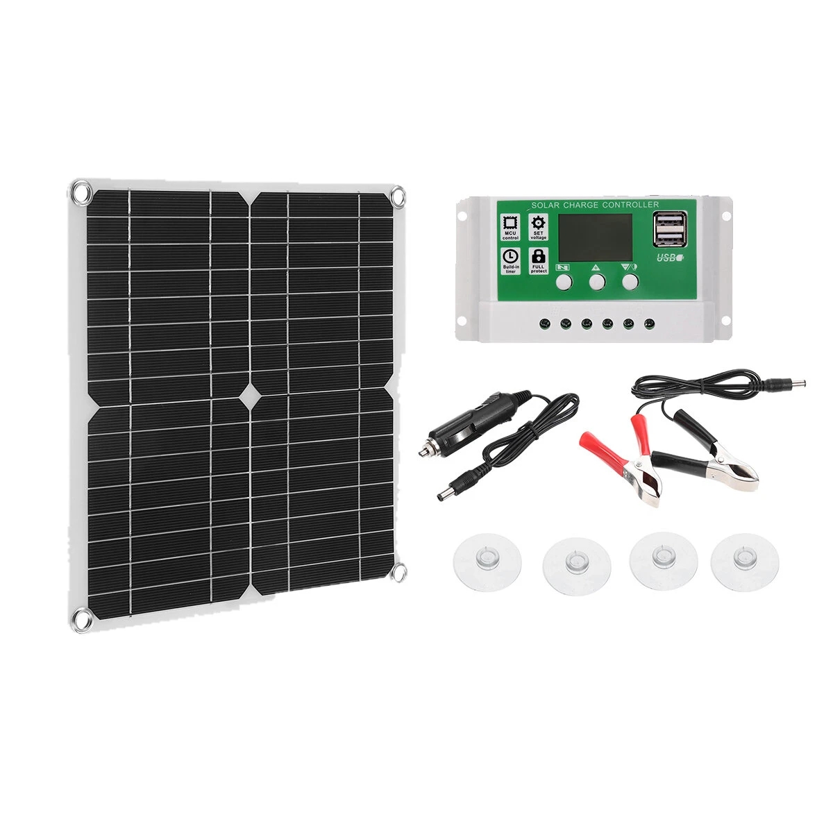 40W Solar Panel Dual USB 30A Controller Cell for Yacht RV Battery Charger - B-image-686703853