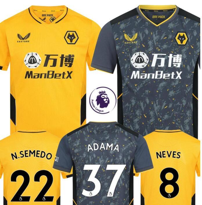 

21 22 Wolves soccer jerseys Wolverhampton Wanderers 2021 2022 NEVES RAUL ADAMA FÃBIO SILVA PODENCE OTTO CUTRONE football shirt GIBBS WHITE M, Black;yellow