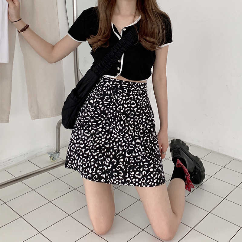

Woman' Skirts High-waisted Fashion Leopard Woman Summer Plus Size Sexy Women Clothes Black Vintage for Female 210604
