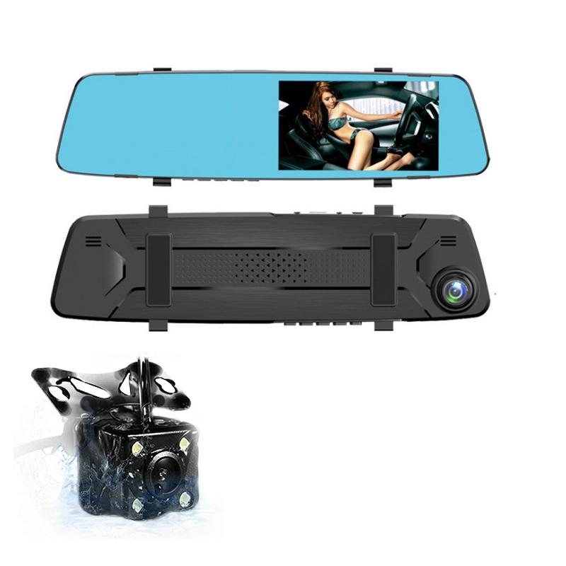 

Car Rear View Cameras& Parking Sensors Auto Recorder Video Dvr Dash Camera Cam Mirror Dual Lens Rearview Dashcam Full Hd Front And
