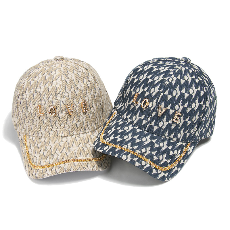 

Hat and Internet-Famous Houndstooth Baseball Female Autumn Winter Warm Korean Rhinestone Fashion Peaked Cap Ou, Blue
