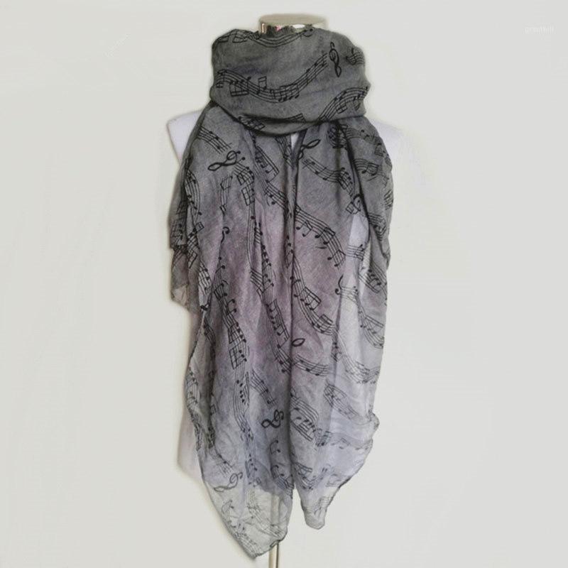 

10pcs/lot Fashion Women Music Note Print Long Scarf Elegant Scarves Neck Wrap Stole Neckerchief High Quality Lady, Blue;gray