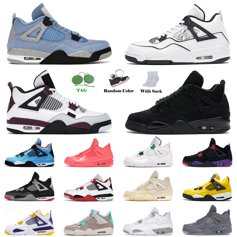 

Top Quality 2021 Jumpman 4 4s Basketball Shoes University Blue DIY Black Cat Jordan IV Kaws Grey White Oreo Off Mens Womens Retro Trainers Sneakers SIZE 13, D47 thunder 40-47