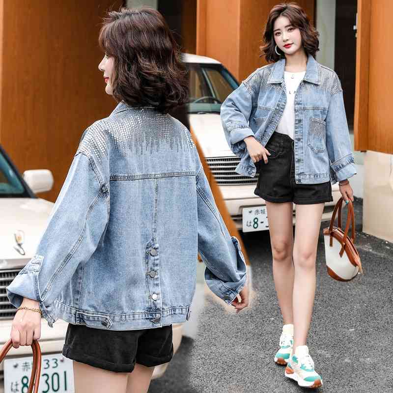 

2021 new Sequin heavy industry cowboy coat women's short foreign style small man top fashion spring and autumn clothes, Black