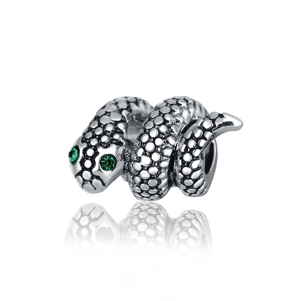 

Fits Pandora Bracelets 30pcs Green Yellow Crystal Exaggerated Snake Silver Charms Bead Charm Beads For Wholesale Diy European Sterling Necklace Jewelry